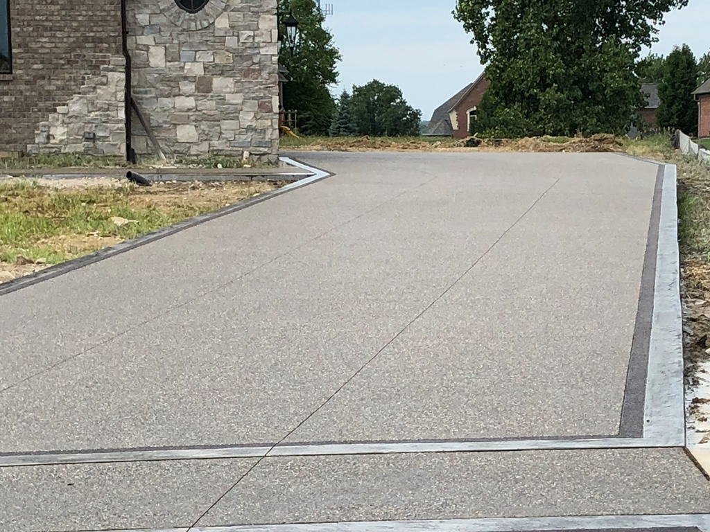 Exposed Aggregate Patio & Driveways in Oakland Township, Michigan (7045)
