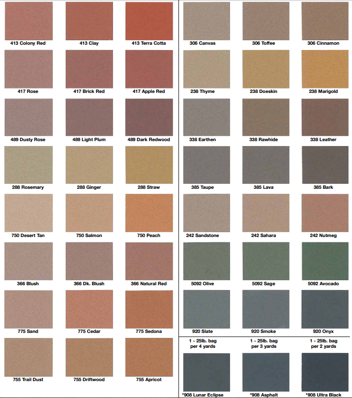 Stamped Concrete Color Chart